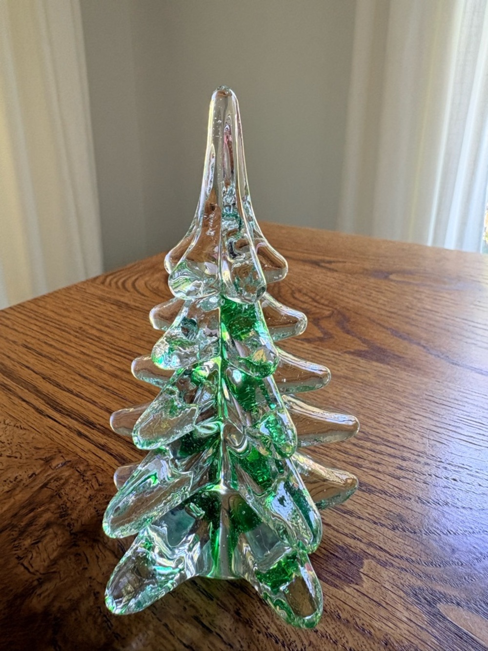 Vintage Glass Decorative Christmas Tree - Clear with Green Accents - Picture 5 of 10